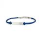Preview: 1,5 mm dickes blaues Nylonarmband mit silbernem Edelstahlverschluss und Gravurplatte - Casso Blue Silver